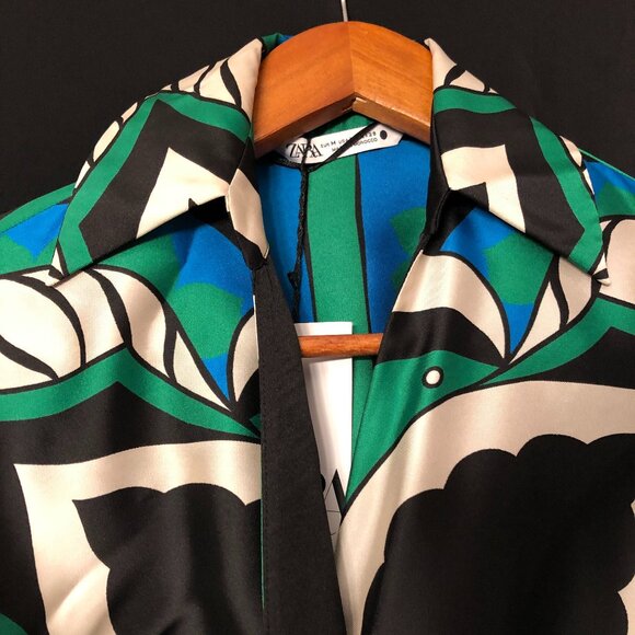 New. Beautiful Zara London Long Double-Breasted Shirt With Flowy Sleeves: Size M - Picture 2 of 11